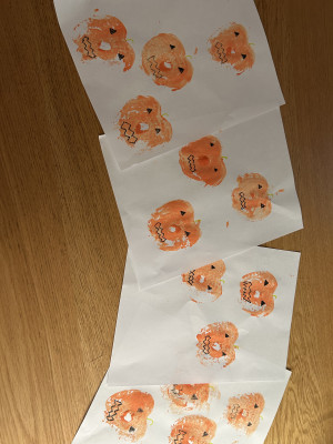 Kürbis- Bilder aus Apfeldruck